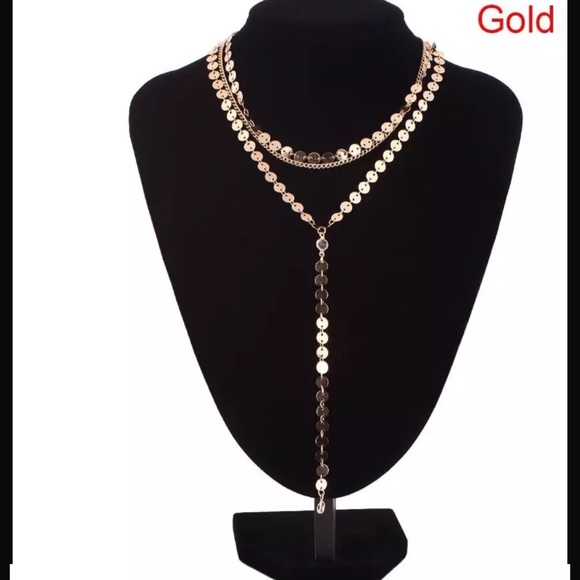 ✨BEST SELLER✨GOLD✨LAYERED CHOKER DANGLE NECKLACE - Picture 3 of 3